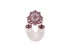Royal Pearl & Kundan Groom's Brooch - Peach
