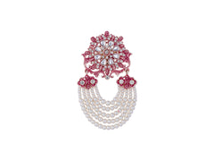 Royal Pearl & Kundan Groom's Brooch - Peach