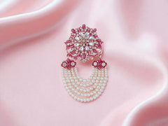 Royal Pearl & Kundan Groom's Brooch - Peach