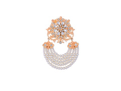Royal Pearl & Kundan Groom's Brooch - Peach