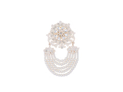 Royal Pearl & Kundan Groom's Brooch - Peach