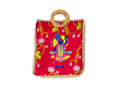 Shri Square Bag with Golden Handle - Red - Image 2