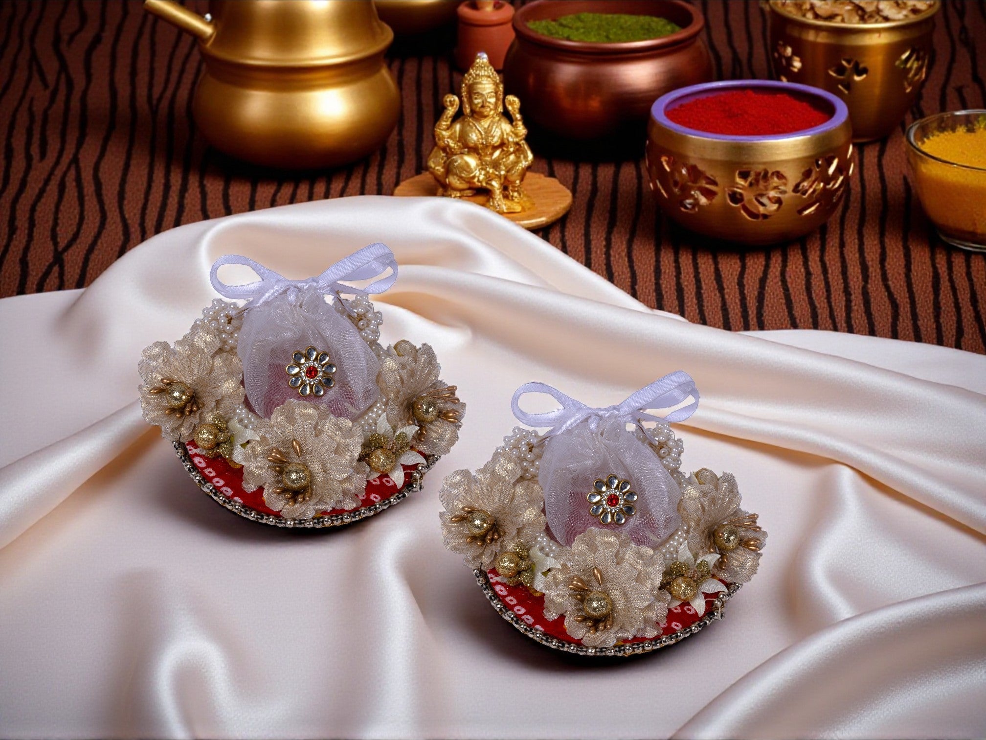 Small Ginni Coin Pouch Platter – Decorative Engagement & Wedding Gift Tray