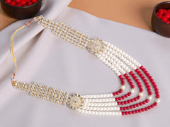 Stylish Pearl & Red Bead Groom’s Mala