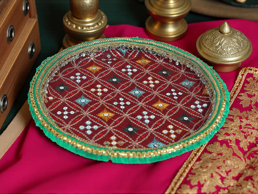 Rajwada Handcrafted Thaal - Maroon