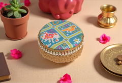 Traditional Ikat Ladoo box - Blue