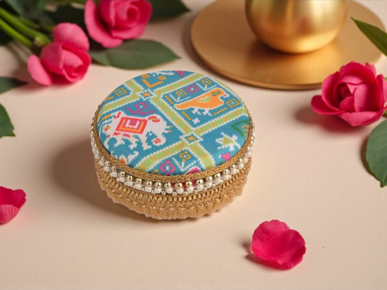 Traditional Ikat Ladoo box - Blue