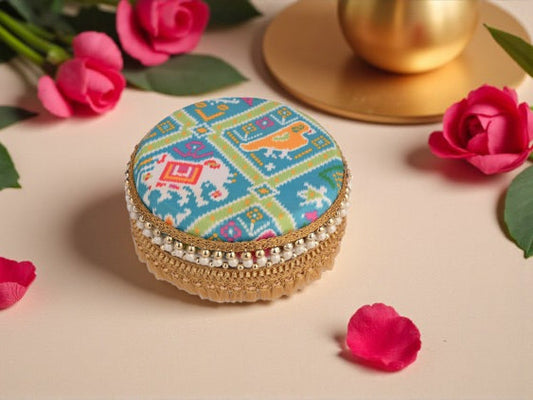 Traditional Ikat Ladoo box - Blue