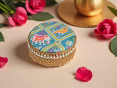 Traditional Ikat Ladoo box - Blue