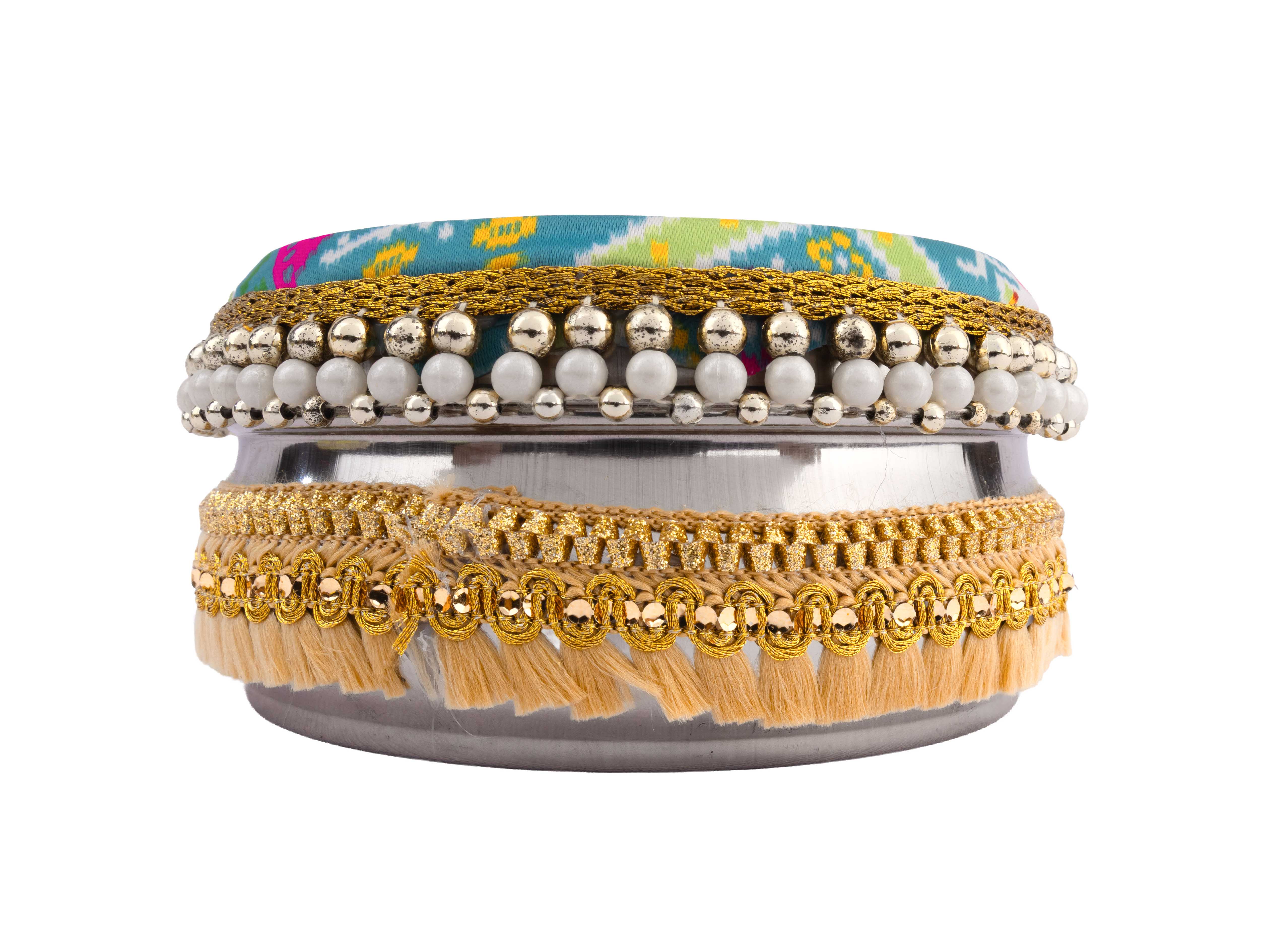 Traditional Ikat Ladoo box - Blue