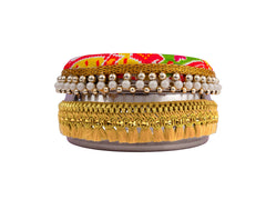 Traditional Ikat Ladoo box - Orange