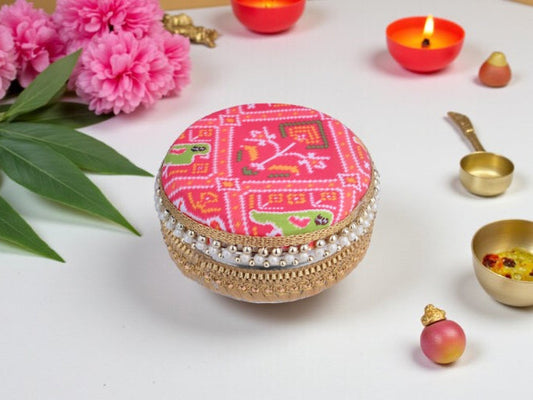 Traditional Ikat Ladoo box - Pink