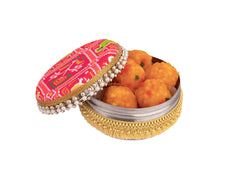Traditional Ikat Ladoo box - Pink