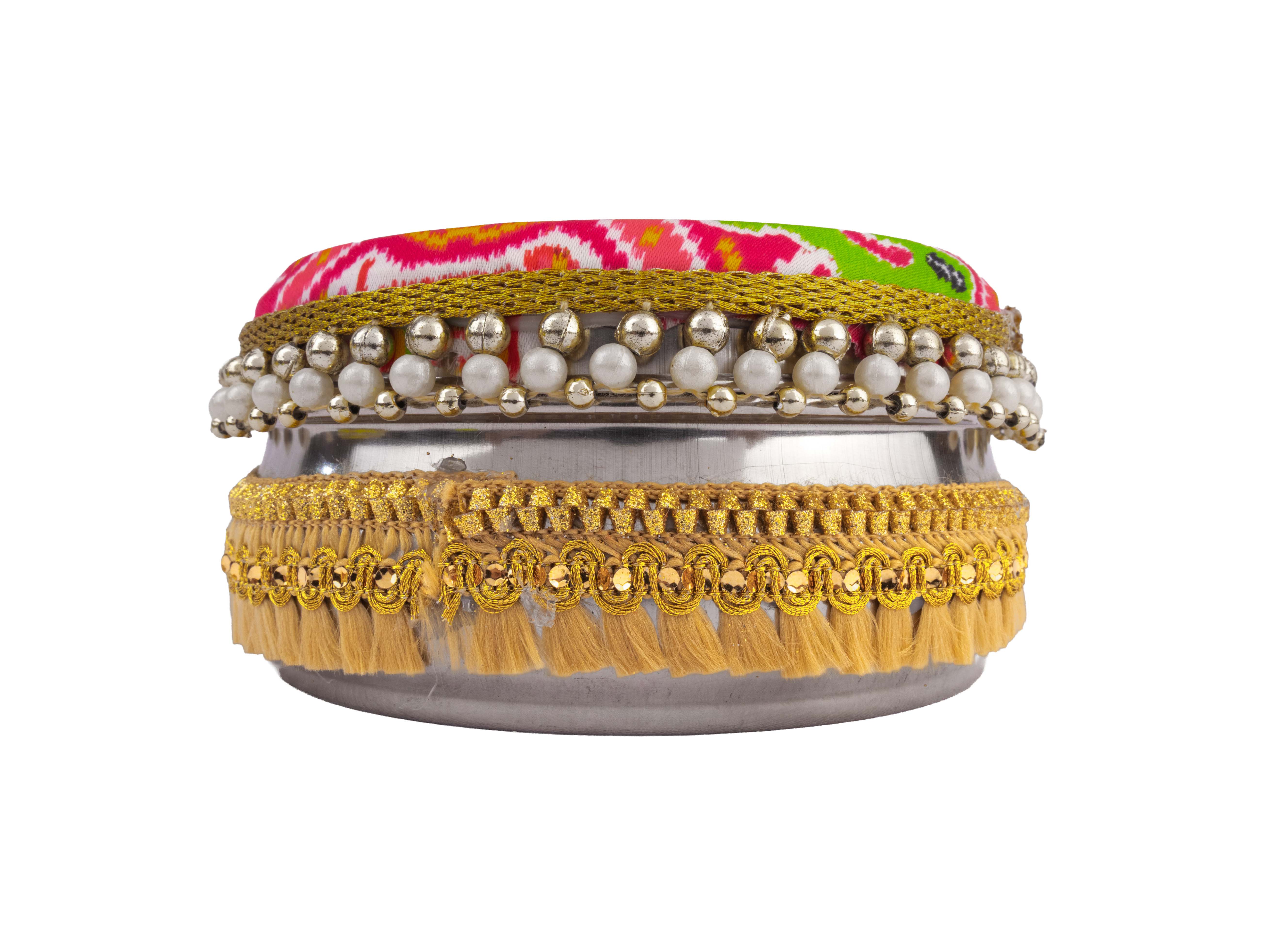 Traditional Ikat Ladoo box - Pink