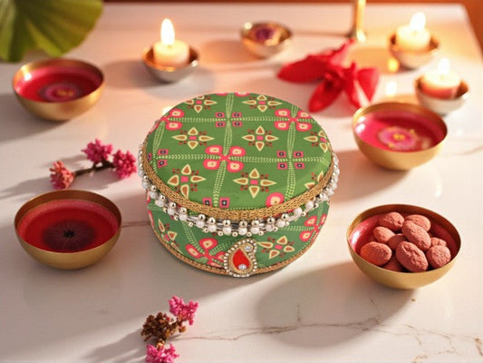 Traditional Rajasthani Ladoo box - Green