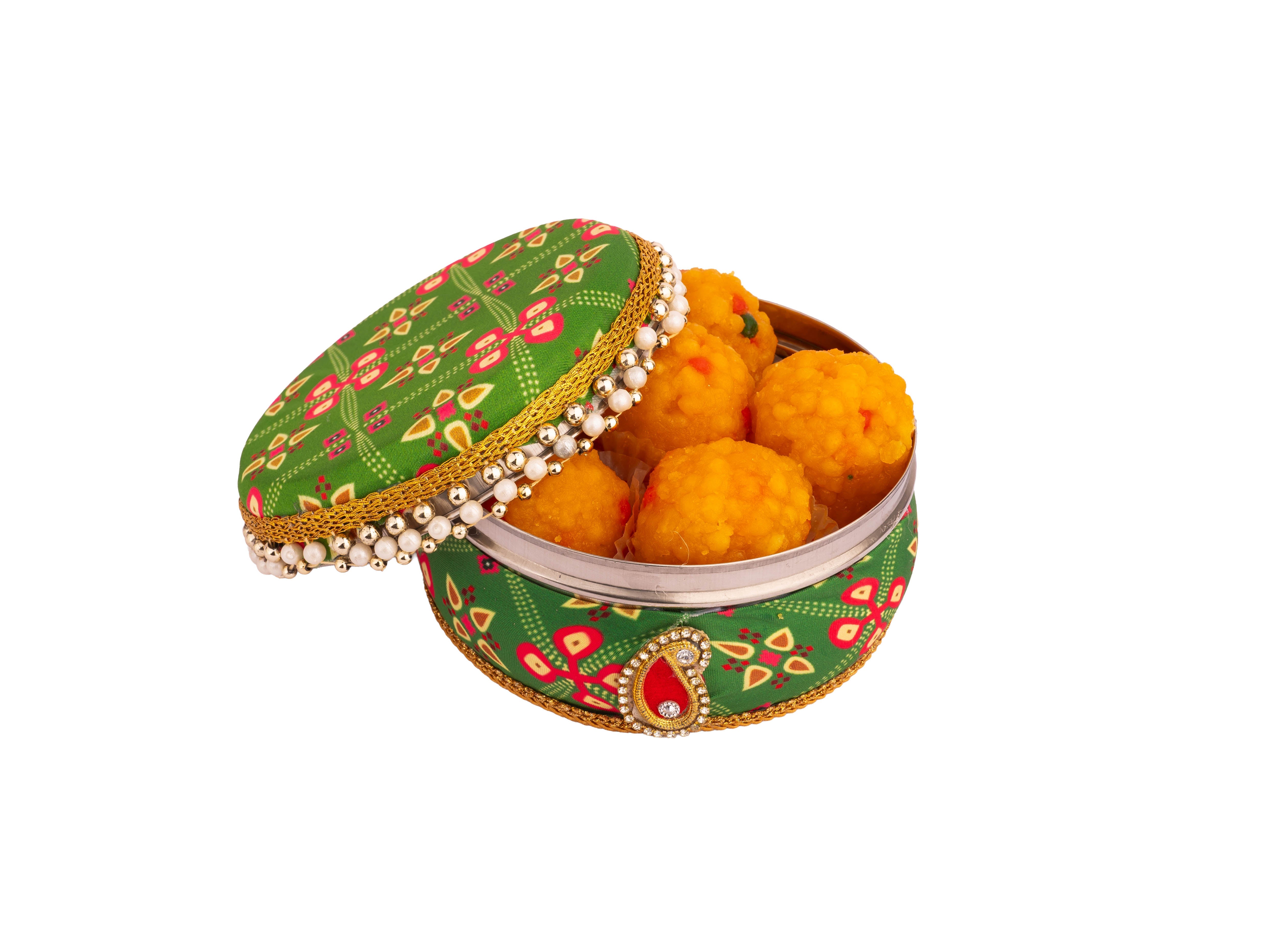 Traditional Rajasthani Ladoo box - Green