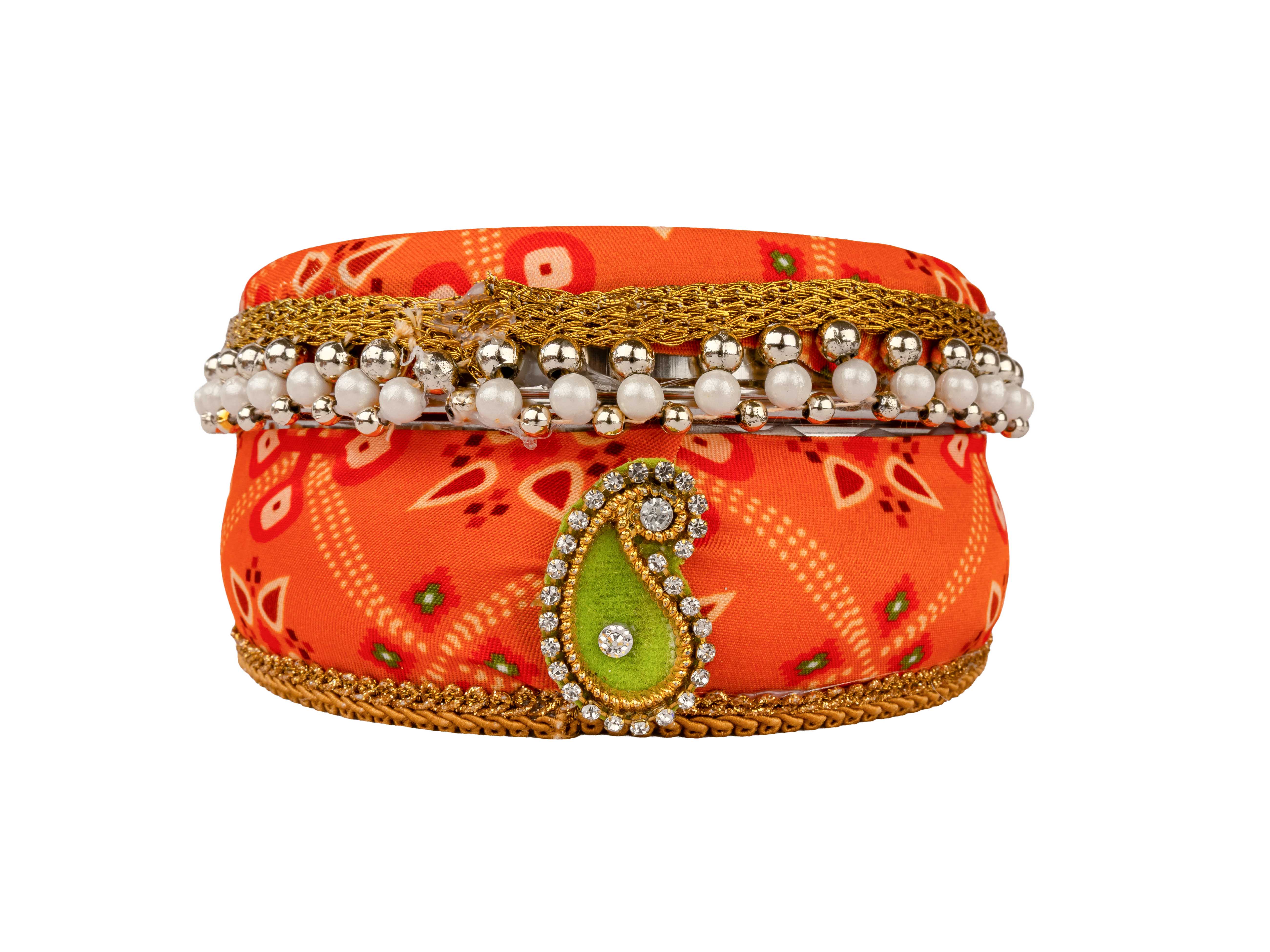 Traditional Rajasthani Ladoo box - Orange