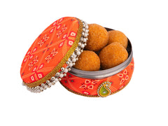 Traditional Rajasthani Ladoo box - Orange