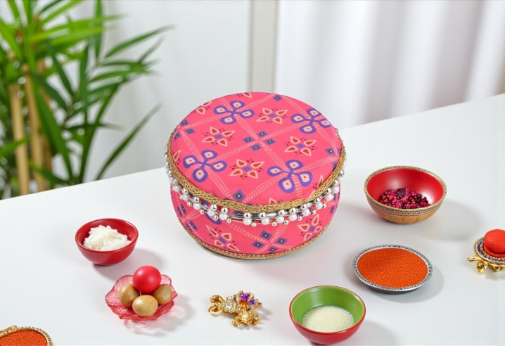 Traditional Rajasthani Ladoo box - Pink