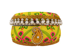 Traditional Rajasthani Ladoo box - Yellow