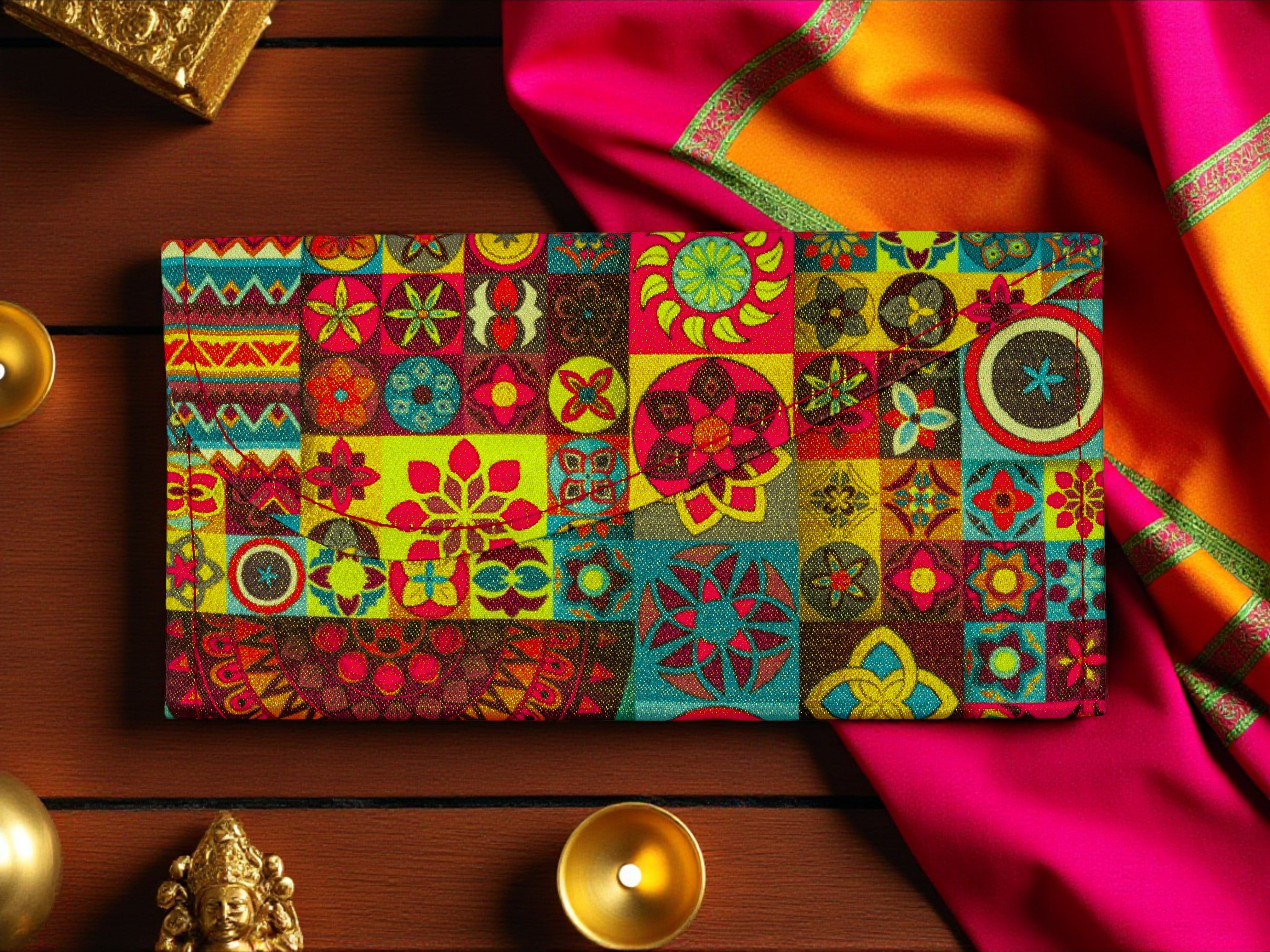 Vibrant Multicolor Fabric Shagun Envelope