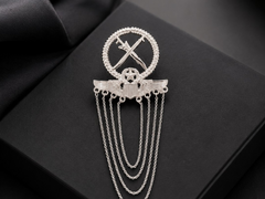 Warrior Chain Lapel Brooch for Men – Silver Finish Suit Pin