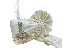 Hand-Tied Elegance in style Groom Pagdi with Embroidered Safa and Pearl Kalgi