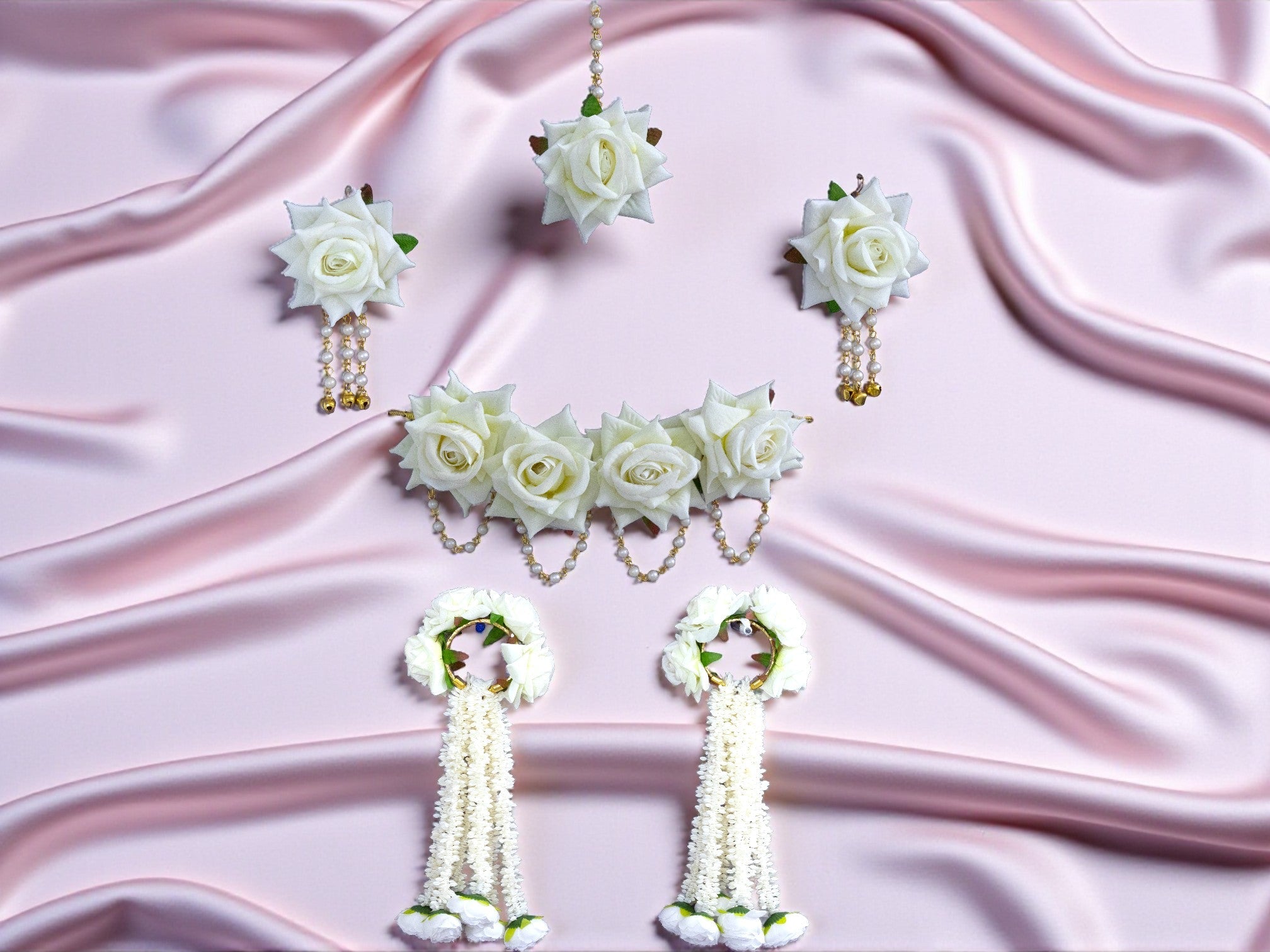White Rose Floral Jewellery Set