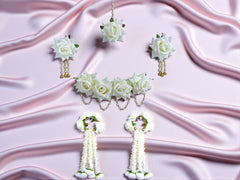 White Rose Floral Jewellery Set