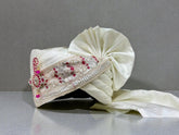 Hand-Tied White & Ruby Groom Pagdi with Safa and Pearl Kalgi