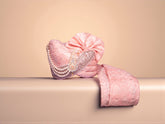 Regal Peach-Pink Groom’s Pagdi with Embroidered Safa & Pearl Kalgi
