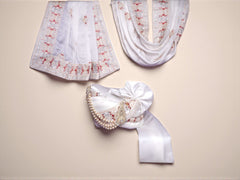 White Groom’s Pagdi with Embroidered Safa & Pearl Kalgi