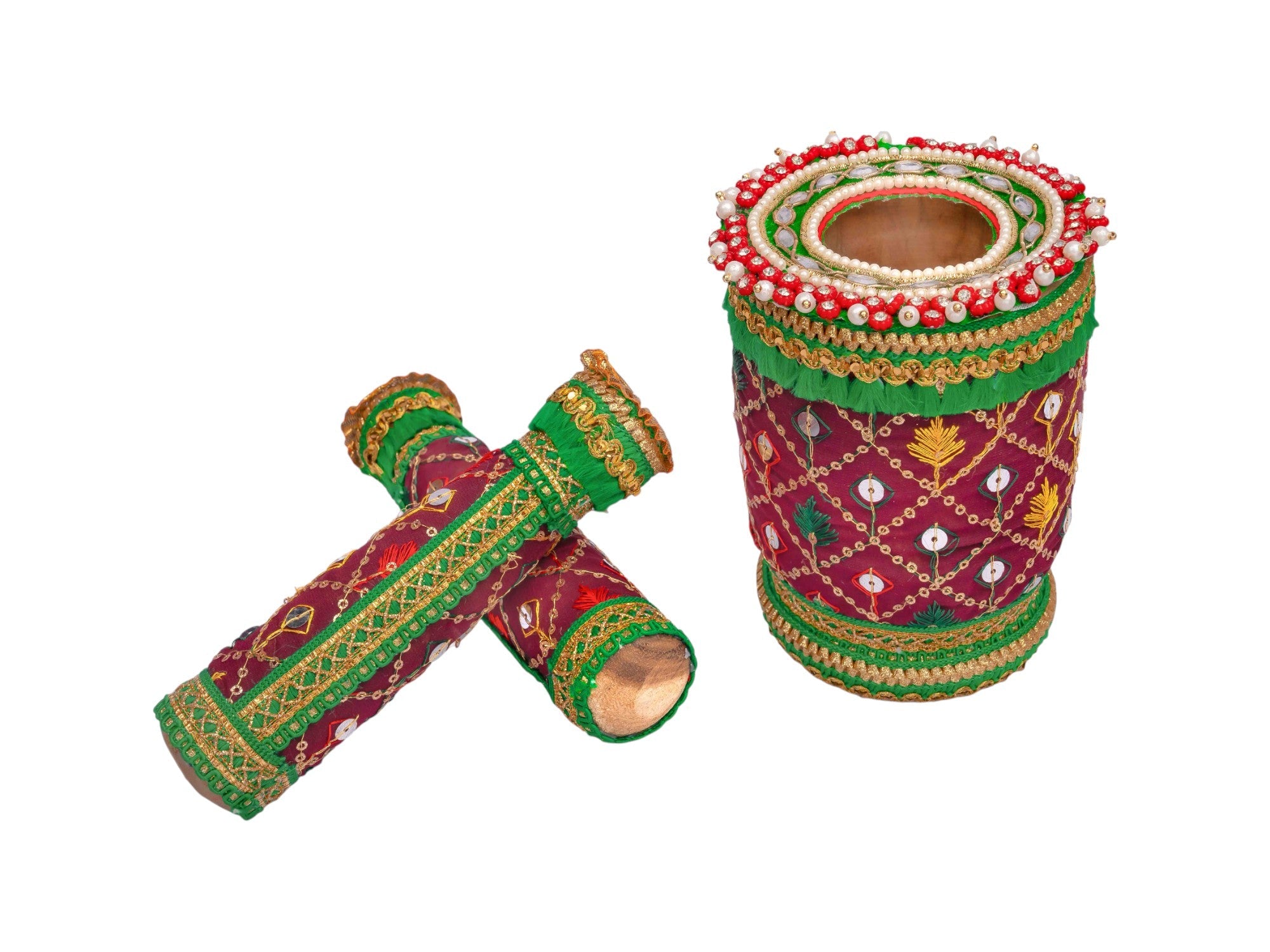 Zardozi Embroidered Okhal Musal - Maroon