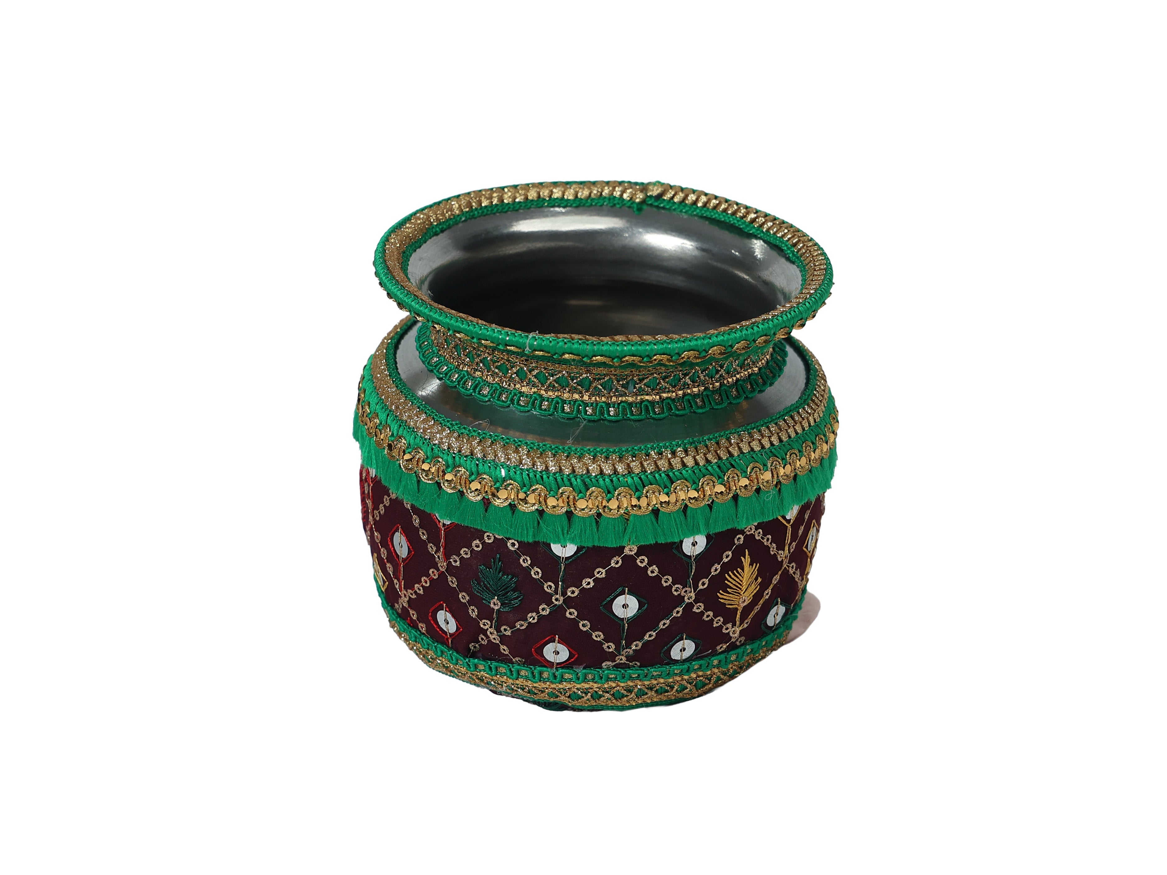 Zardozi Handcrafted Decorated Lota - Maroon