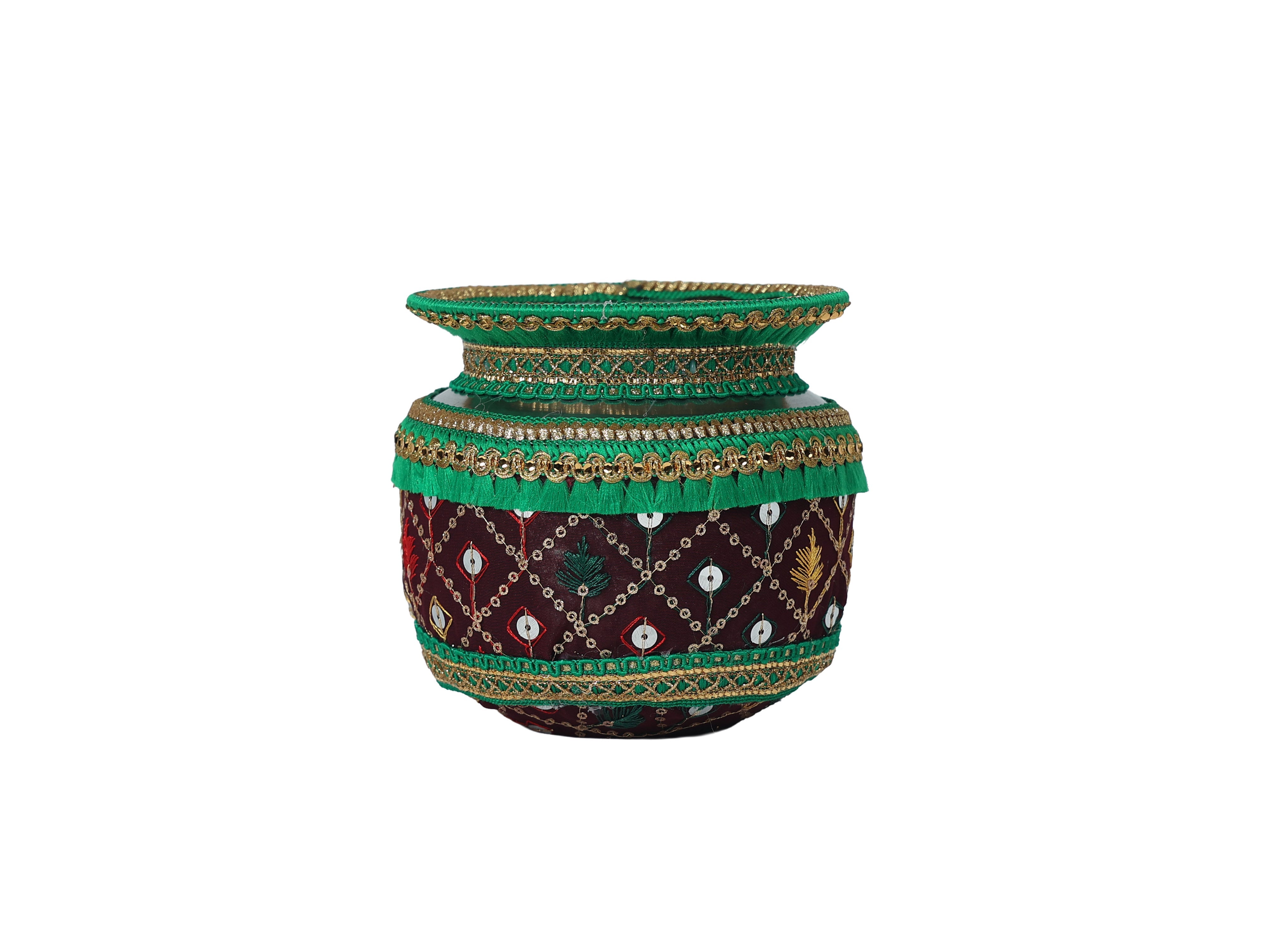 Zardozi Handcrafted Decorated Lota - Maroon