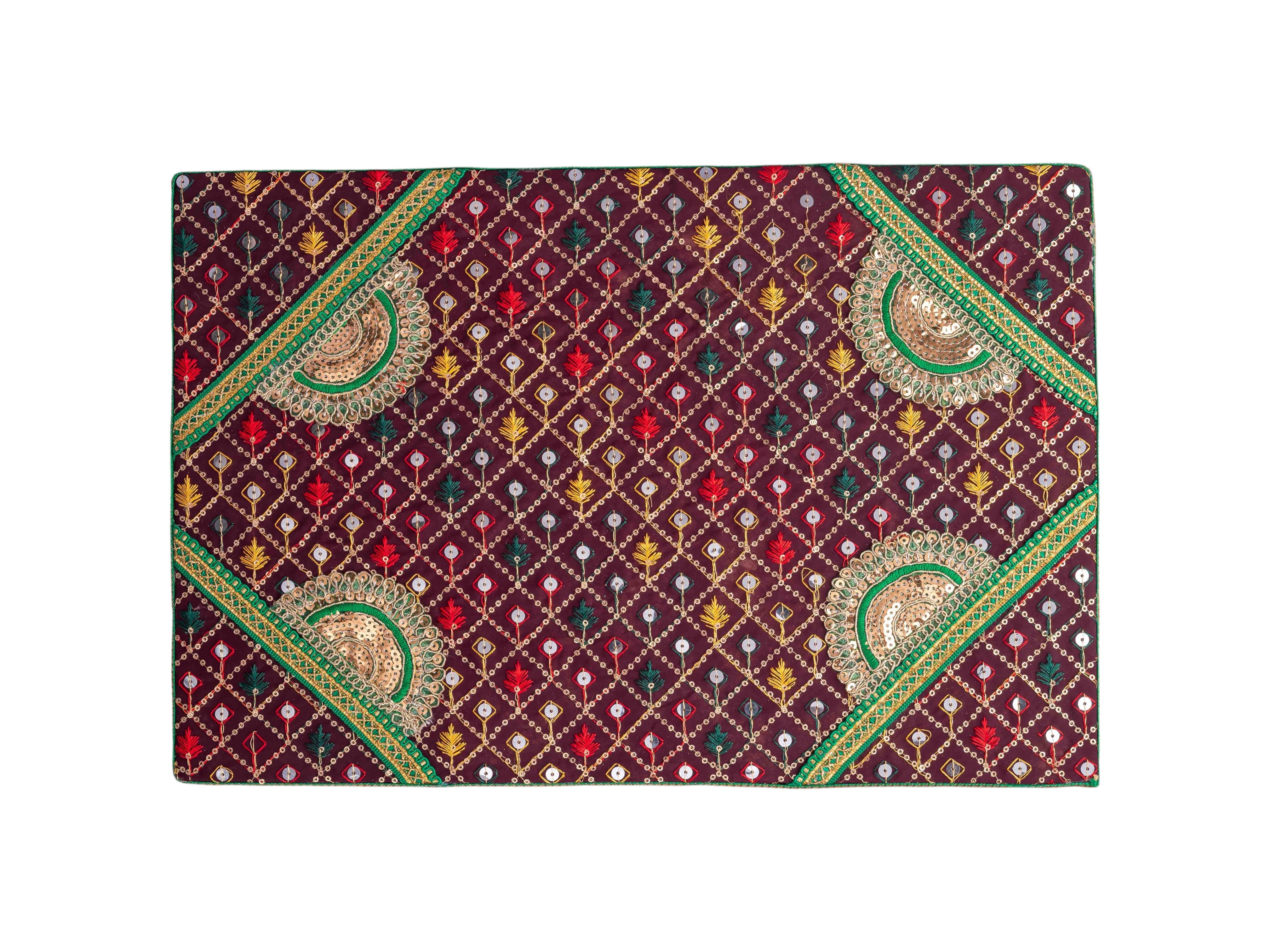Zardozi Embroidered Chowki - Maroon