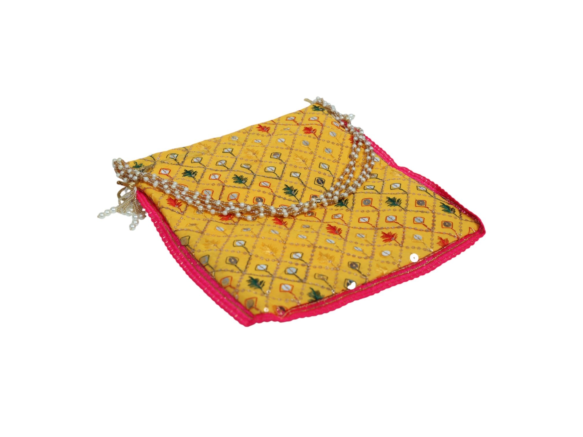 Zardozi Handcrafted Potli - Yellow - Image 3