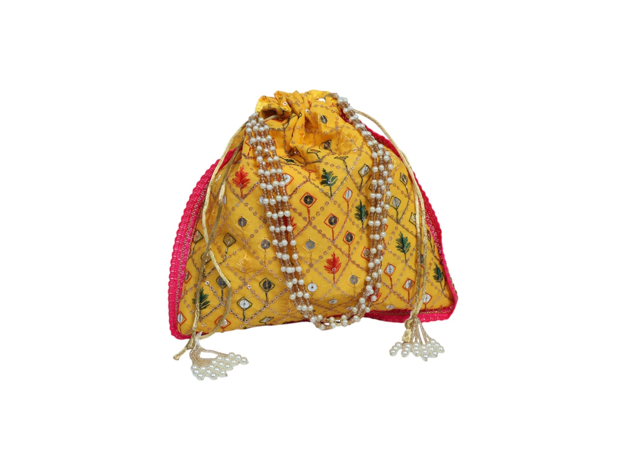 Zardozi Handcrafted Potli - Yellow - Image 2