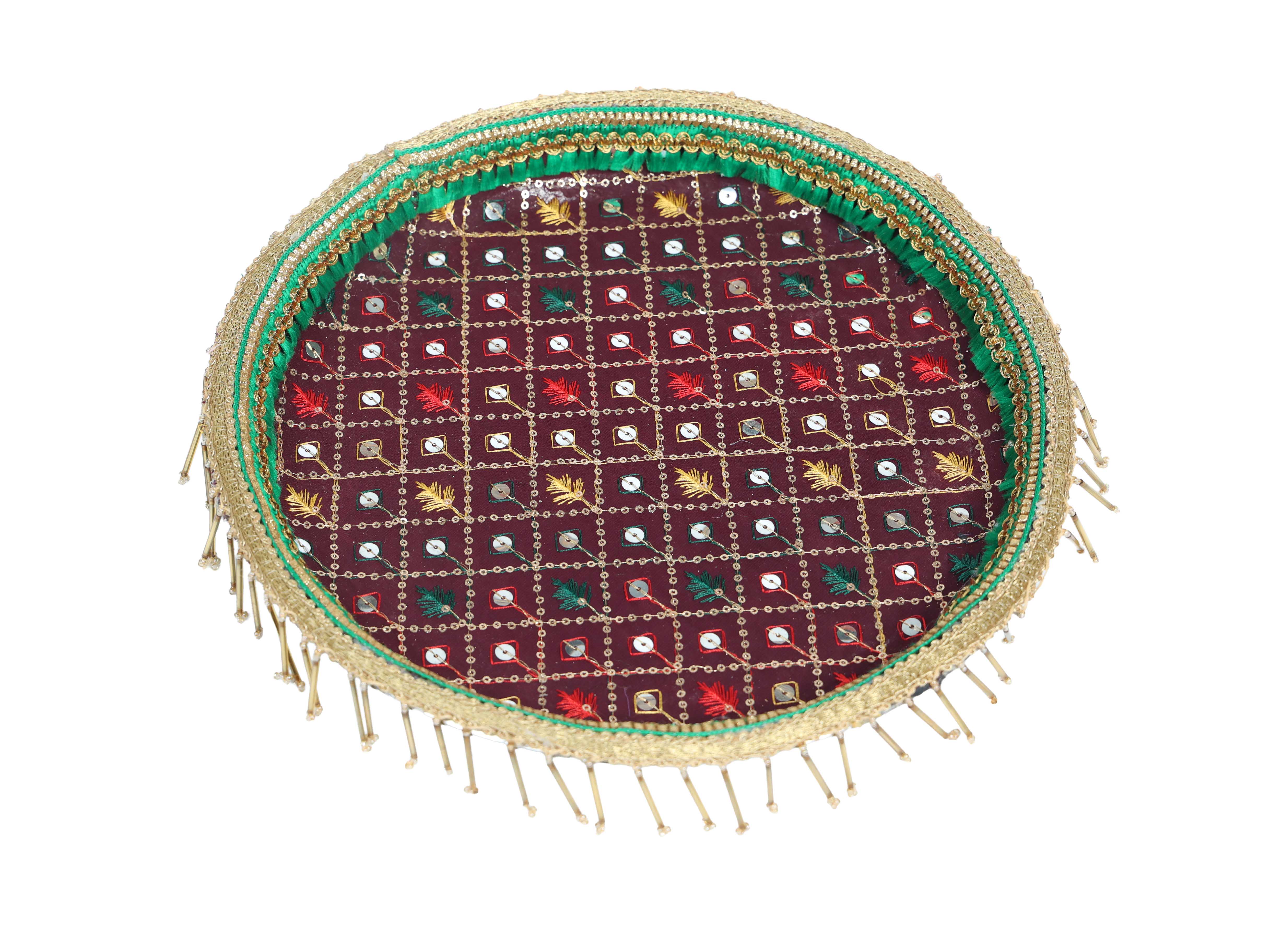 Zardozi Handcrafted Thaal - Maroon