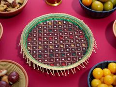 Zardozi Handcrafted Thaal - Maroon