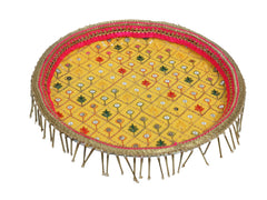 Zardozi Handcrafted Thaal - yellow