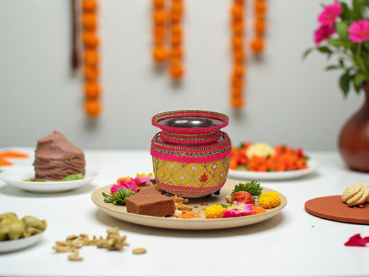 Zardozi Handcrafted Decorated Lota - Yellow