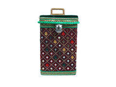 Zardozi Steel Square container - Maroon