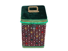 Zardozi Steel Square container - Maroon