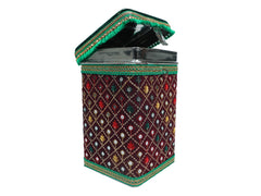 Zardozi Steel Square container - Maroon