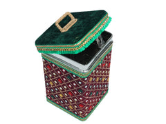Zardozi Steel Square container - Maroon
