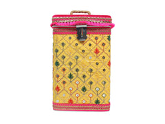 Zardozi Steel Square container - yellow