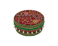 Zardozi Handcrafted Laddoo Box - Maroon