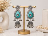Ethereal Blue Floral Statement Jhumkas with Gift Box and message card