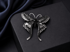 Midnight Sapphire Butterfly Men's Lapel Brooch